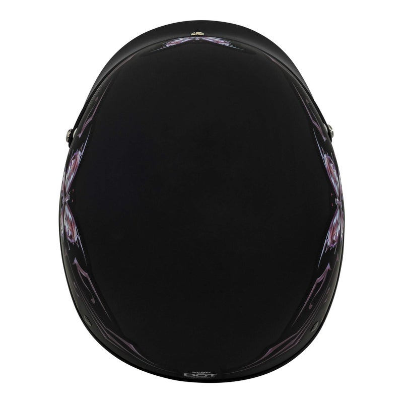 VCAN - V5-15BF23 Cruiser Intricate Butterfly Motorcycle Half Helmet (Flat Black, Medium) - Image 5